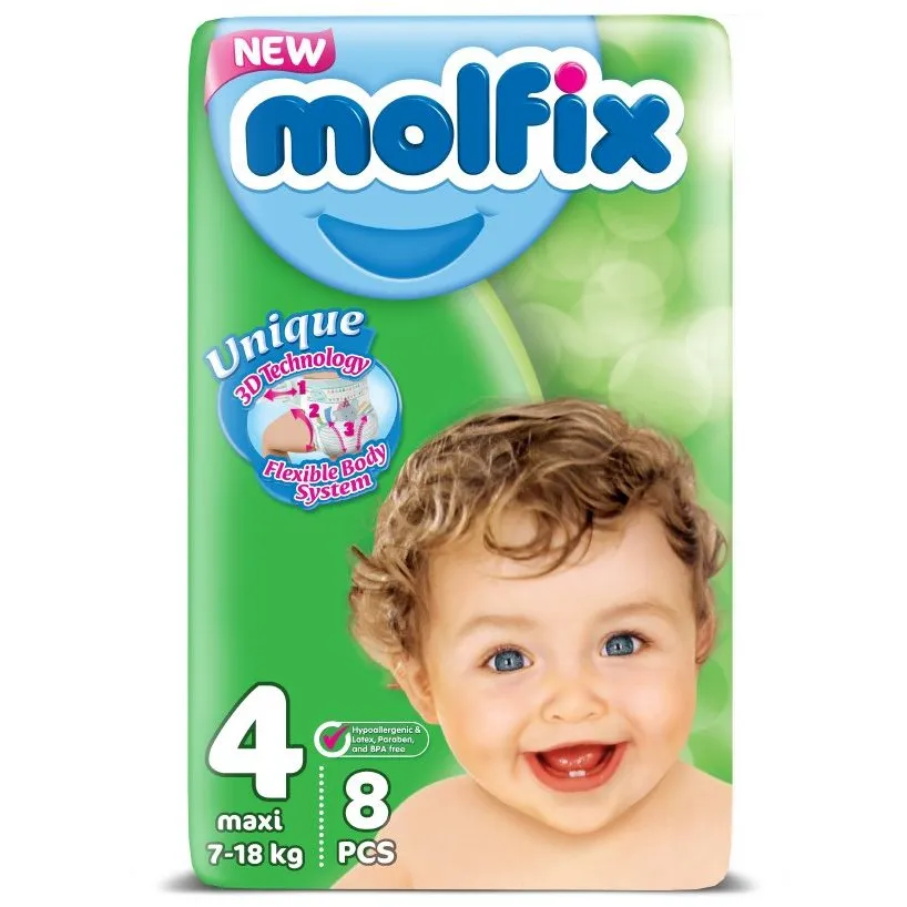 Molfix | Baby Diapers with Unique 3D Technology Maxi Size 4 | 8 Pcs