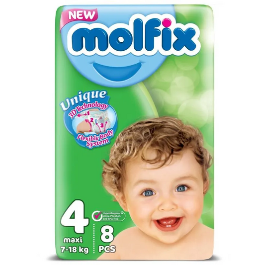 Molfix | Baby Diapers with Unique 3D Technology Maxi Size 4 | 8 Pcs