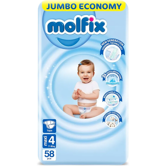 Molfix | Diapers Jumbo Pack Maxi Size 4 | 58 Pcs