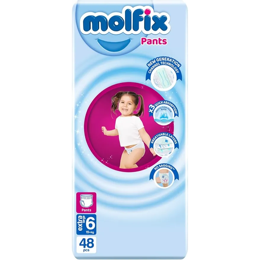 Molfix | Extra Large Baby Diaper Pants Size 6 | 48 Pcs
