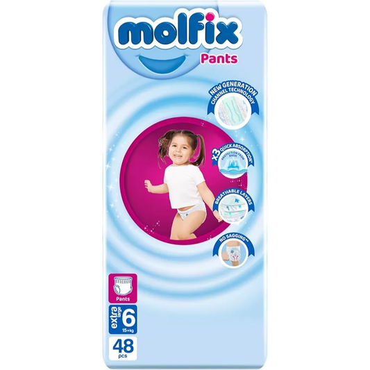 Molfix | Extra Large Baby Diaper Pants Size 6 | 48 Pcs
