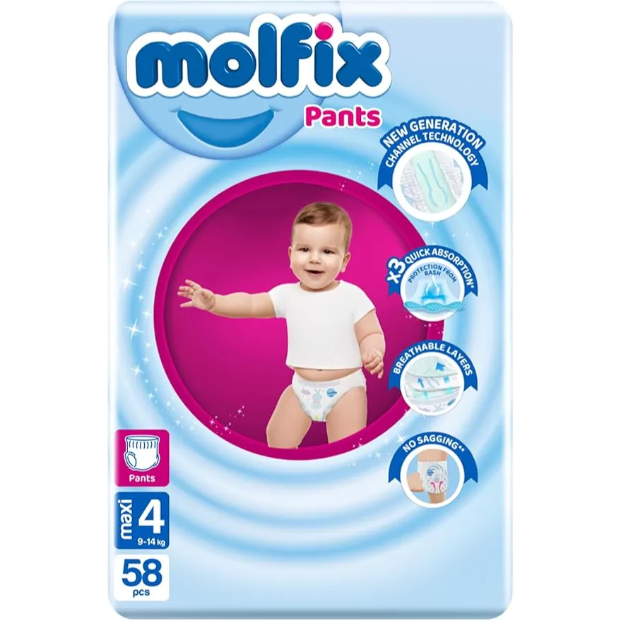 Molfix | Maxi Baby Diaper Pants Size 4 | 58 Pcs