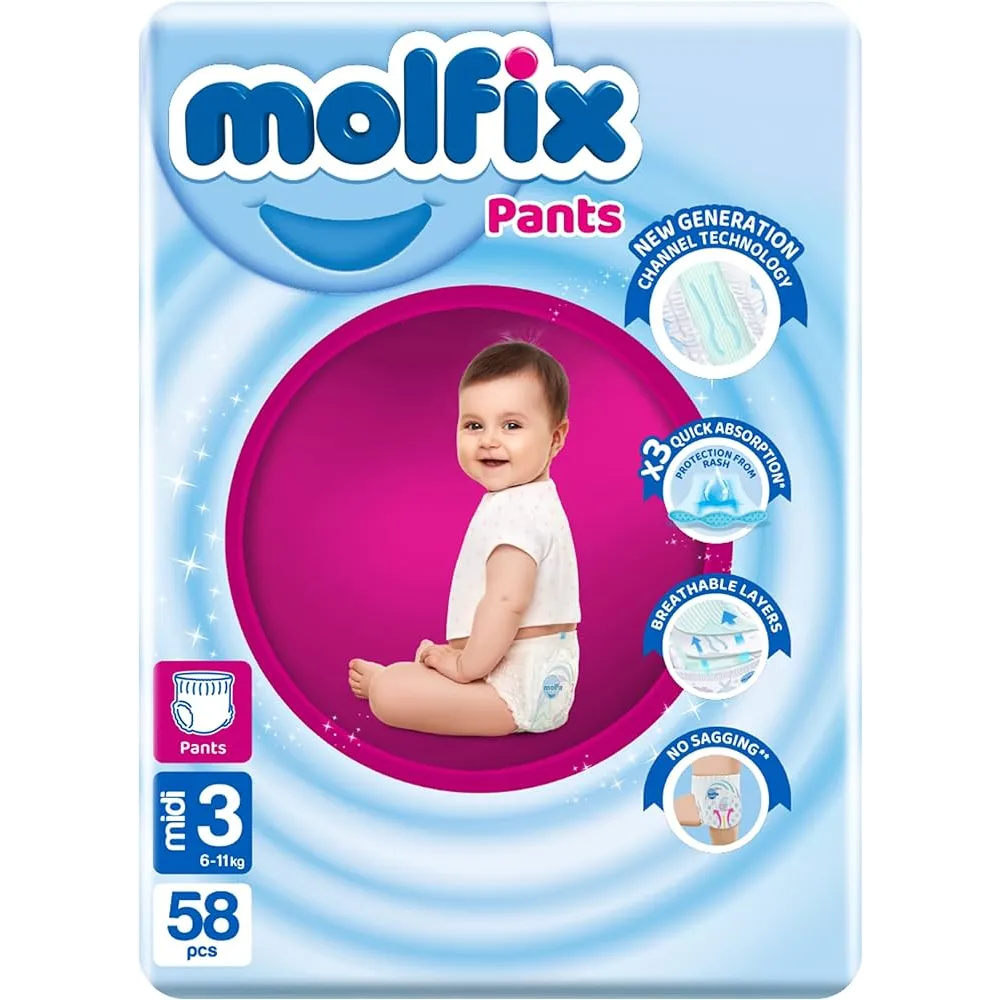 Molfix | Diapers Pants for Children Midi Size 3 | 58 Pcs