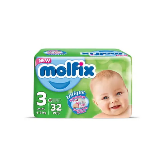 Molfix | Midi Twin Bag 3D Baby Diapers Size 3 | 32 Pcs