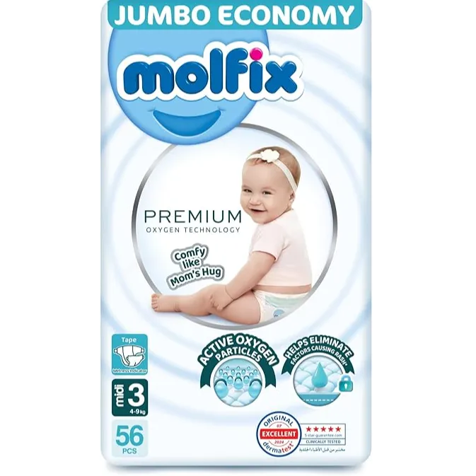 Molfix | Premium Oxygen Jumbo Pack Midi Size 3 | 56 Pcs