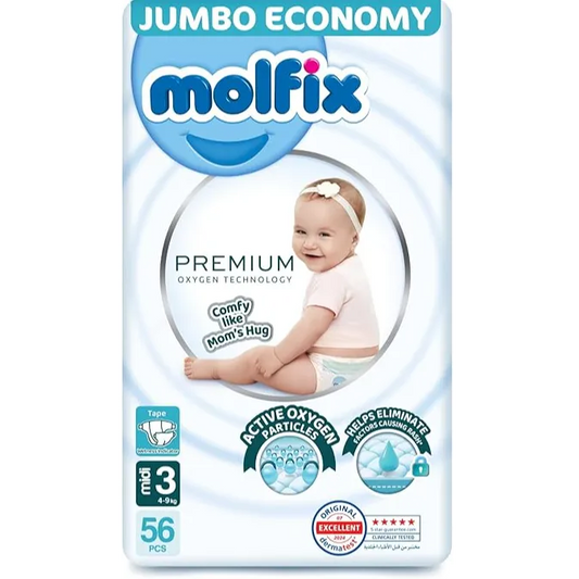 Molfix | Premium Oxygen Jumbo Pack Midi Size 3 | 56 Pcs