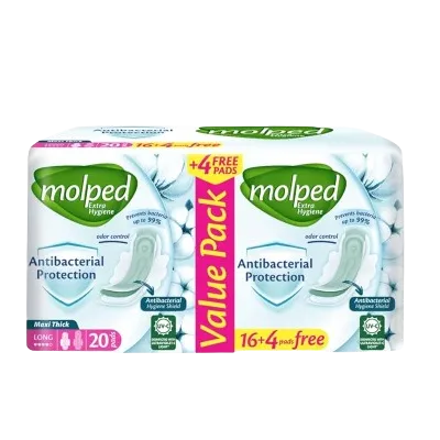 Molped | Antibacterial Maxi Thick Long | 16+4 Pcs
