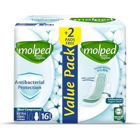Molped | Extra Hygiene - Value Pack - Extra Long | 16 Pads + 2 Free