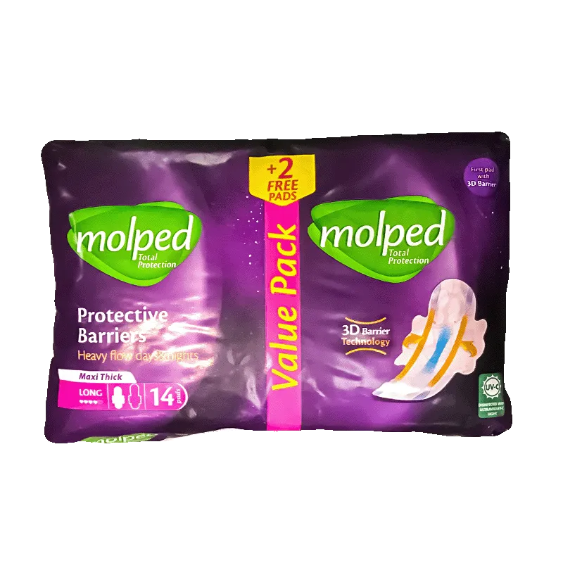Molped | Long Sanitary Pads | 14 Pcs + 2 Pcs Free