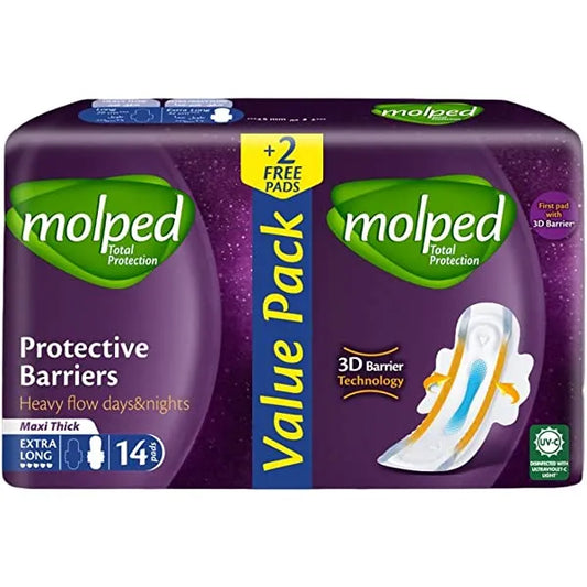 Molped | Total Protection Extra Long Sanitary Pads | 14 Pcs