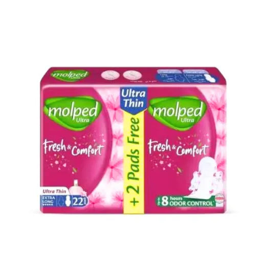 Molped | Ultra Thin Extra Long Pads | 22 Pcs +2 Pcs Free