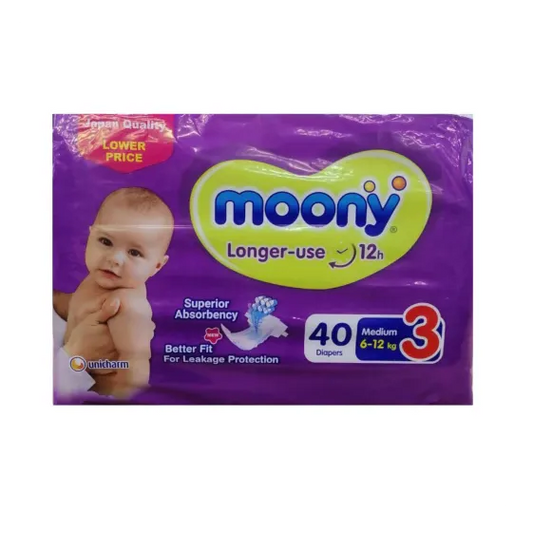Moony | Baby Diaper For Longer Use 6-12kg Size 3 | 40 Pcs