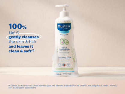 Mustela Gentle Cleansing Gel clinical cleansing and softness claim