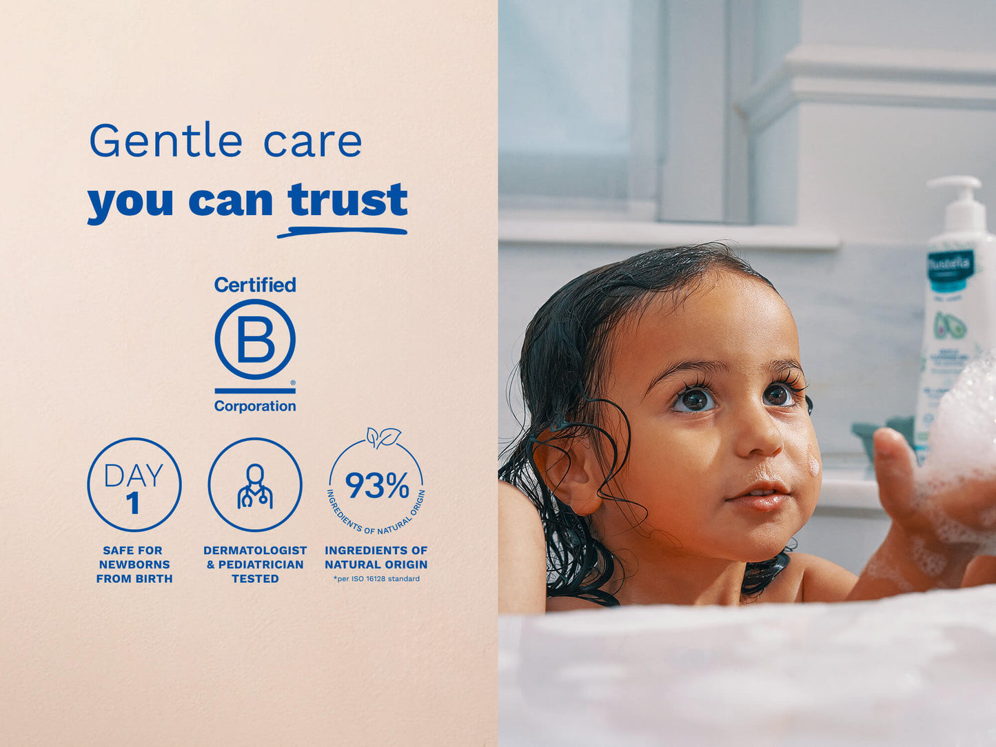 Mustela Gentle Cleansing Gel safety and natural origin certifications
