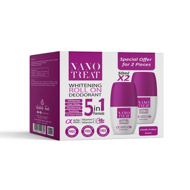 Nano Treat | Deodorant Roll On Candy Cotton | 50Ml | 1+1