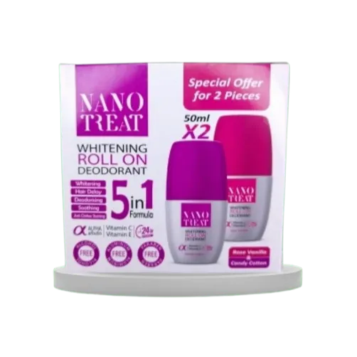 Nano Treat | Whitening Roll On Candy Cotton & Rose Vanilla | 50Ml | 1+1