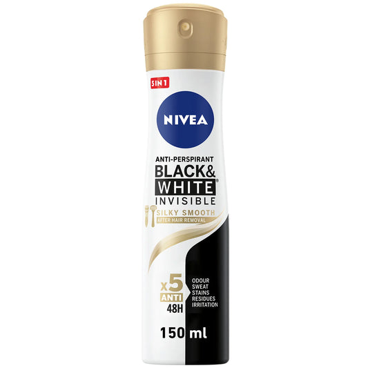 Nivea | Black and White Invisible Silky Smooth, Antiperspirant Deodorant for Women Spray | 150ml