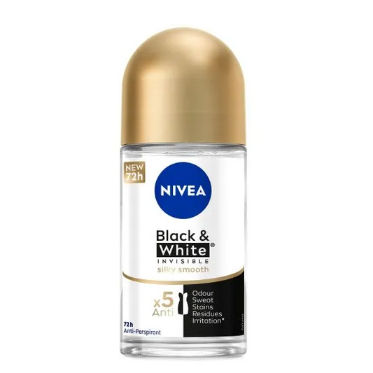 Nivea | Black & White Invisible Silky Smooth, Antiperspirant for Women Roll On | 50ml