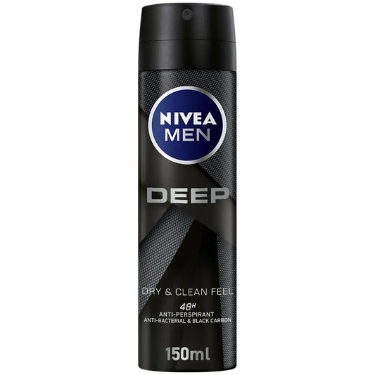 Nivea Men | Deep Dry & Clean Feel, Antiperspirant Antibacterial Spray | 150ml