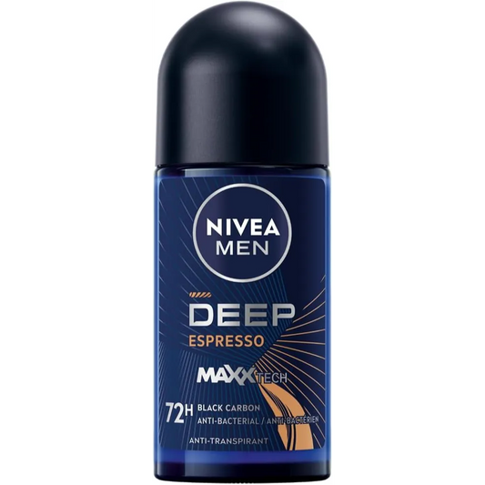 Nivea | Men Deep Black Carbon Espresso Antiperspirant for Men Antibacterial Roll on | 50ml