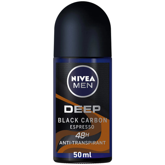 Nivea Men | Deep Black Carbon Espresso, Antiperspirant Antibacterial Roll On | 50ml
