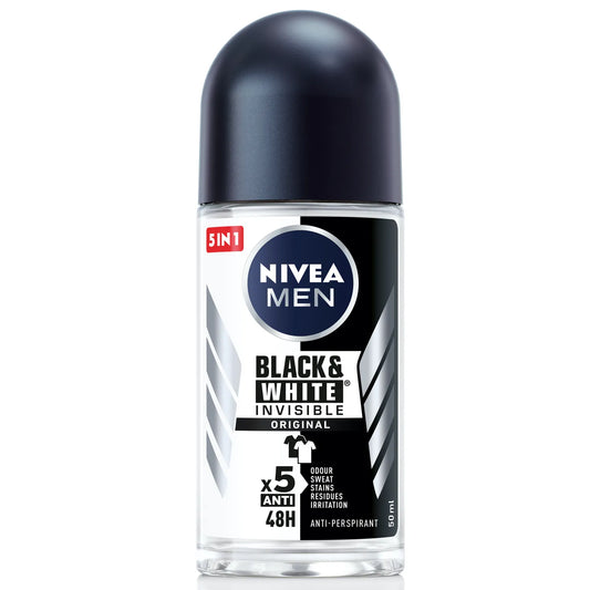 Nivea Men | Black & White Invisible Original, Antiperspirant Roll On | 50ml