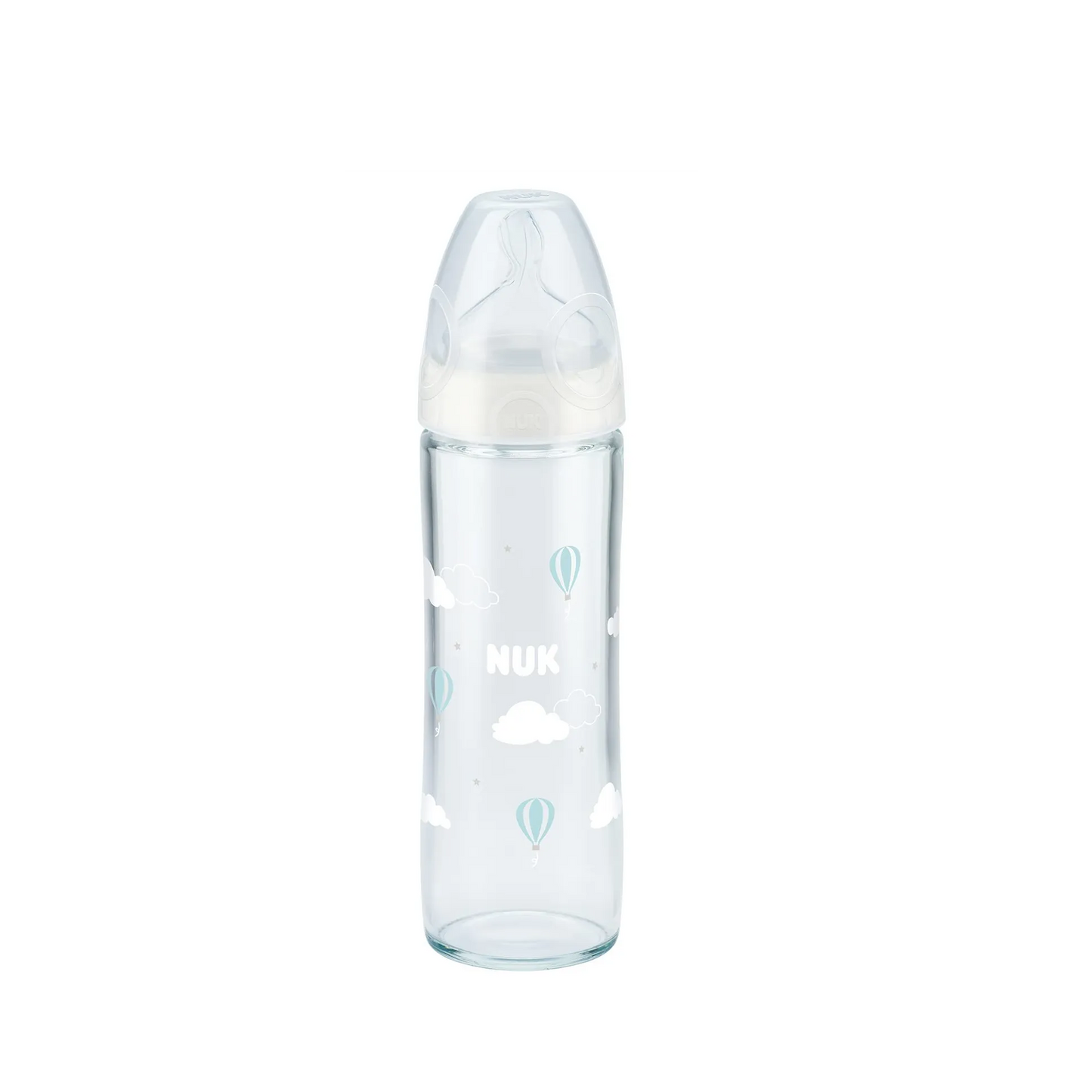 Nuk | Classic White Medium Flow Glass Nursing Bottle 0-6 Months | 240ml