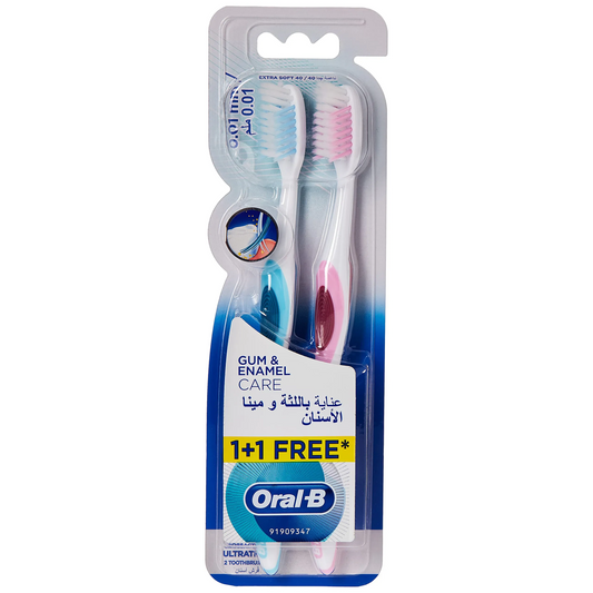 Oral B | Gum & Enamel Care Extra Soft Manual Toothbrush | 1+1 Pcs