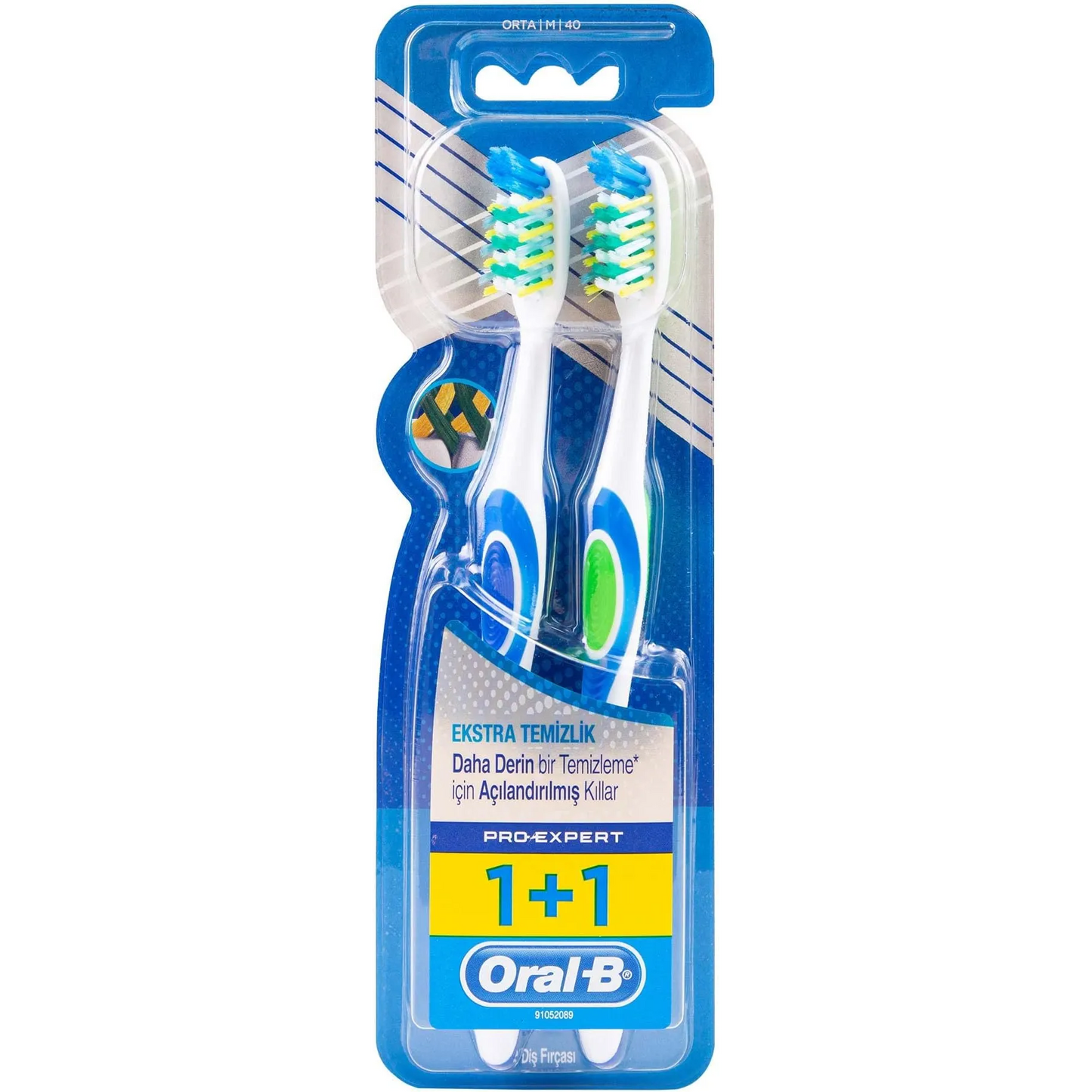 Oral B | Pro-Expert Extra Clean Medium Manual Toothbrush Multicolor | 1+1 Pcs