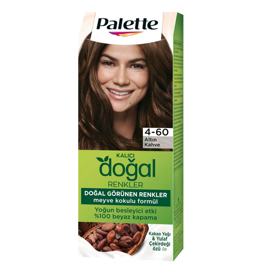 Schwarzkopf | Palette Natural Permanent Hair Color Cream Fruity Scent with Cocoa & Oat Milk Golden Brown 4-60