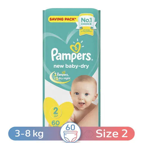 Pampers | Baby Dry Diapers Mini 3-8kg Size 2 | 60 Pcs