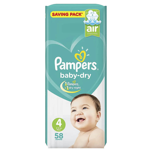 Pampers | Baby Dry Diapers Maxi 9-18kg Size 4 | 58 Pcs