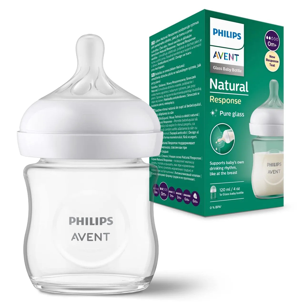 Philips | Avent Natural Response Glass Baby Bottle 0m+ | 120ml