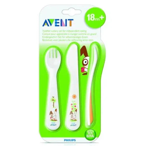 Philips | Avent Travel Set White & Orange Spoon & Fork & Knife from 18+M | 3 Pcs