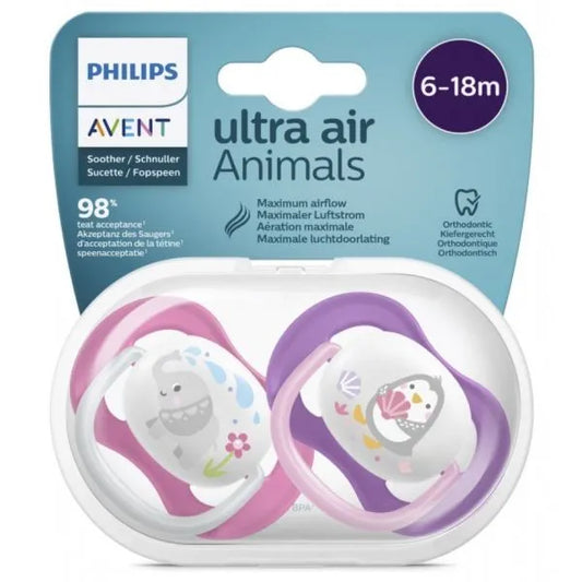 Philips | Ultra Air Animals Soother 6-18M | 2 Pcs