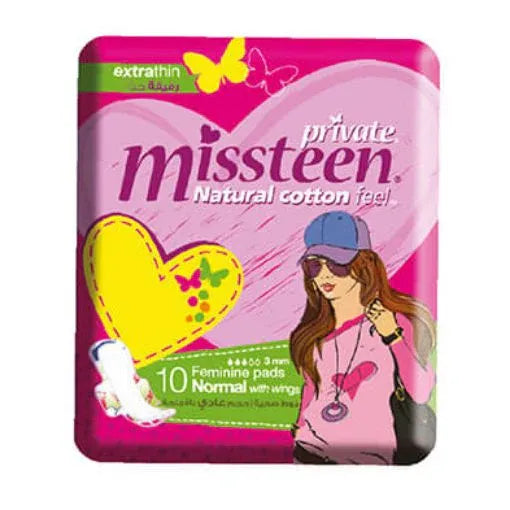 Private | Missteen Feminine Pads Extra Thin Normal with Wings | 10 Pcs