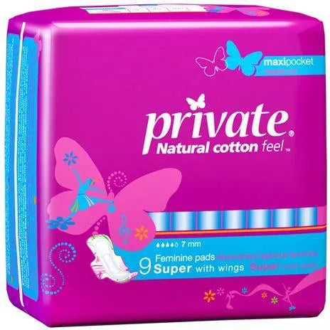 Private | Sanita Feminine Tri Fold Maxi Pocket Super Napkins | 9Pads