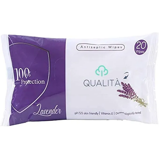 Qualita | Antiseptic Alcohol Free Wipes with Lavender | 20 Wipes