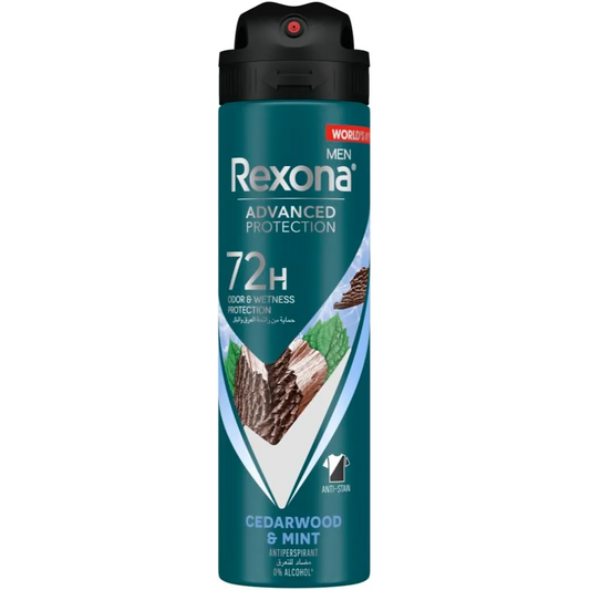 Rexona | Men Advanced Protection 72H+ Antiperspirant Deodorant Mint Cool & Cedarwood Spray | 150Ml