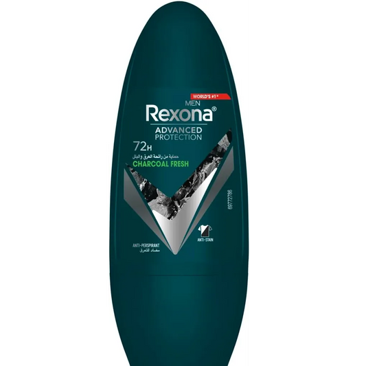 Rexona | Men Advanced Protection 72H+ Antiperspirant Deodorant Charcoal Clean Roll On | 50Ml