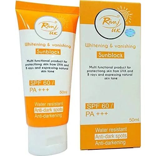 Rivaj UK | Whitening & Vanishing Sunblock Spf60 Water Resistant | 50ml