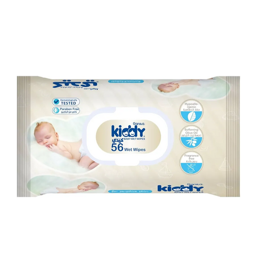 Sanita Kiddy | Hypoallergenic Baby Wet Wipes with Olive Oil Extract for Sensitive Skin | 56 Wet wipes