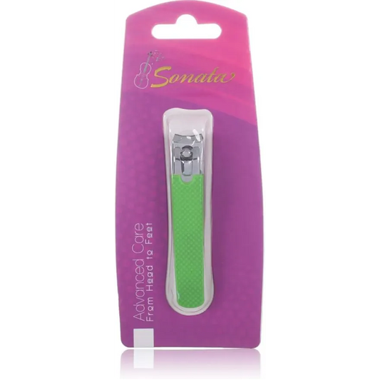 Sonata | Big Stainless Steel Nail Clipper with Rubber Hand Silver and Green