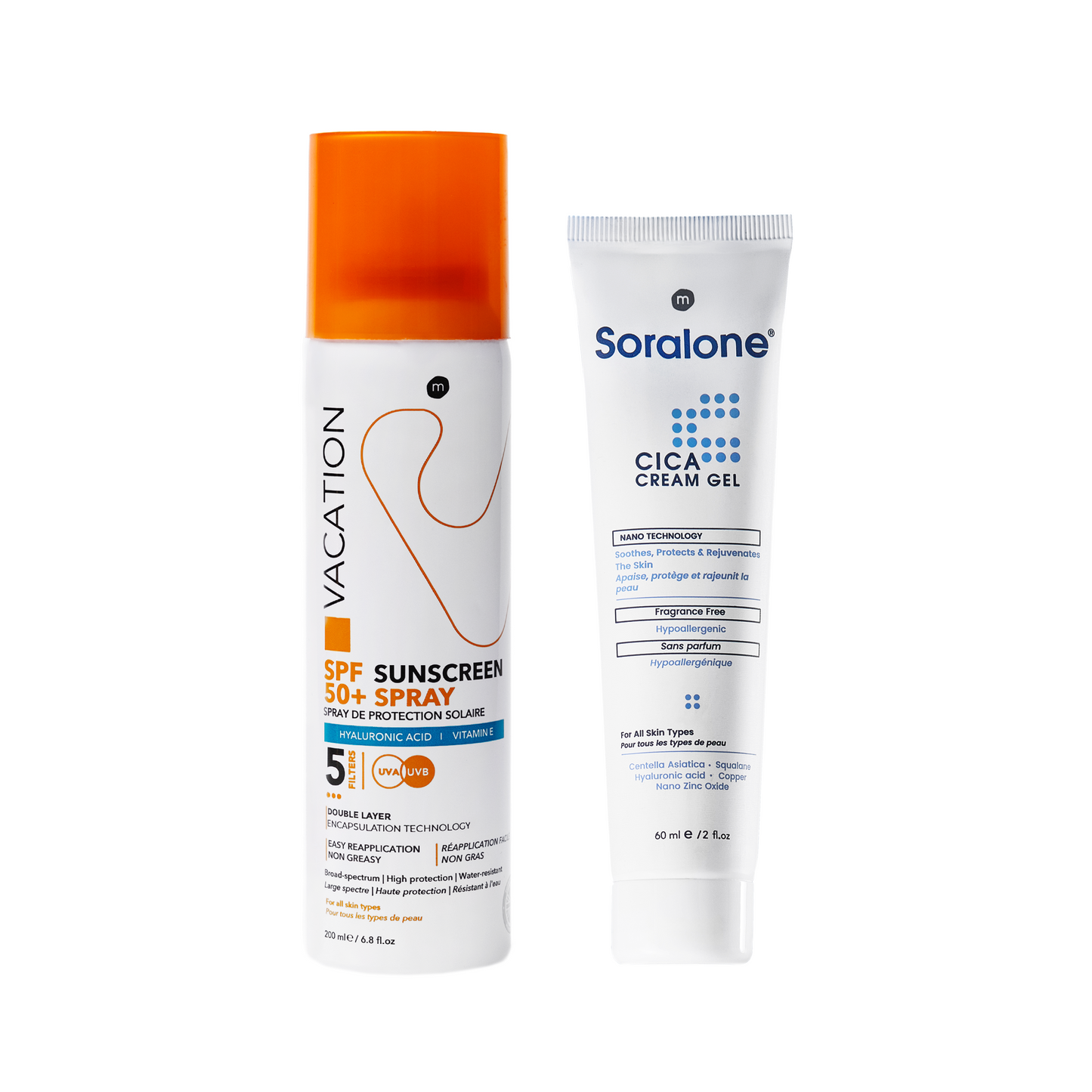 Ultimate Skin Recovery & Protection Duo: Vacation Sunscreen Spray 200ml + Soralone Cica Cream Gel 60ml