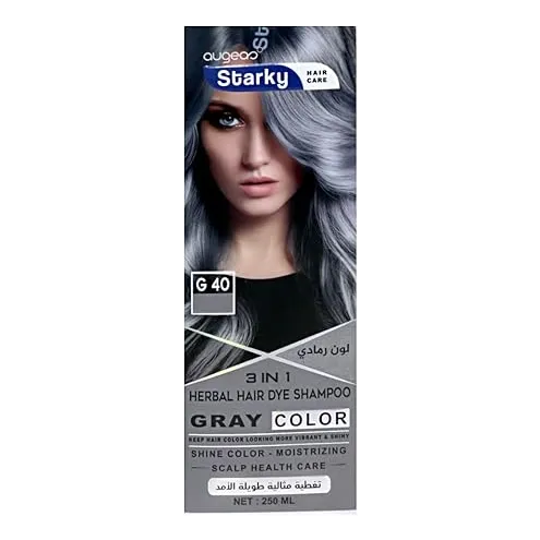 Starky | herbal hair dye shampoo 3 in1 gray shine color G40 | 250ml
