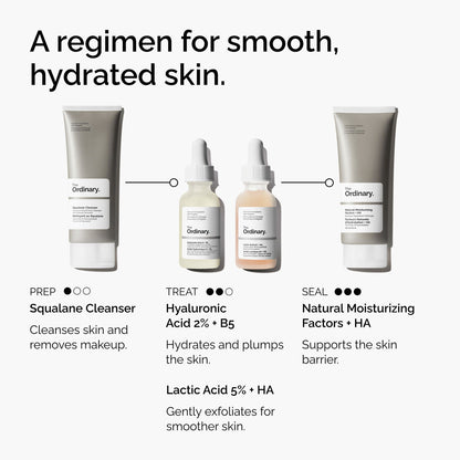The Ordinary Lactic Acid 5% + HA skincare regimen