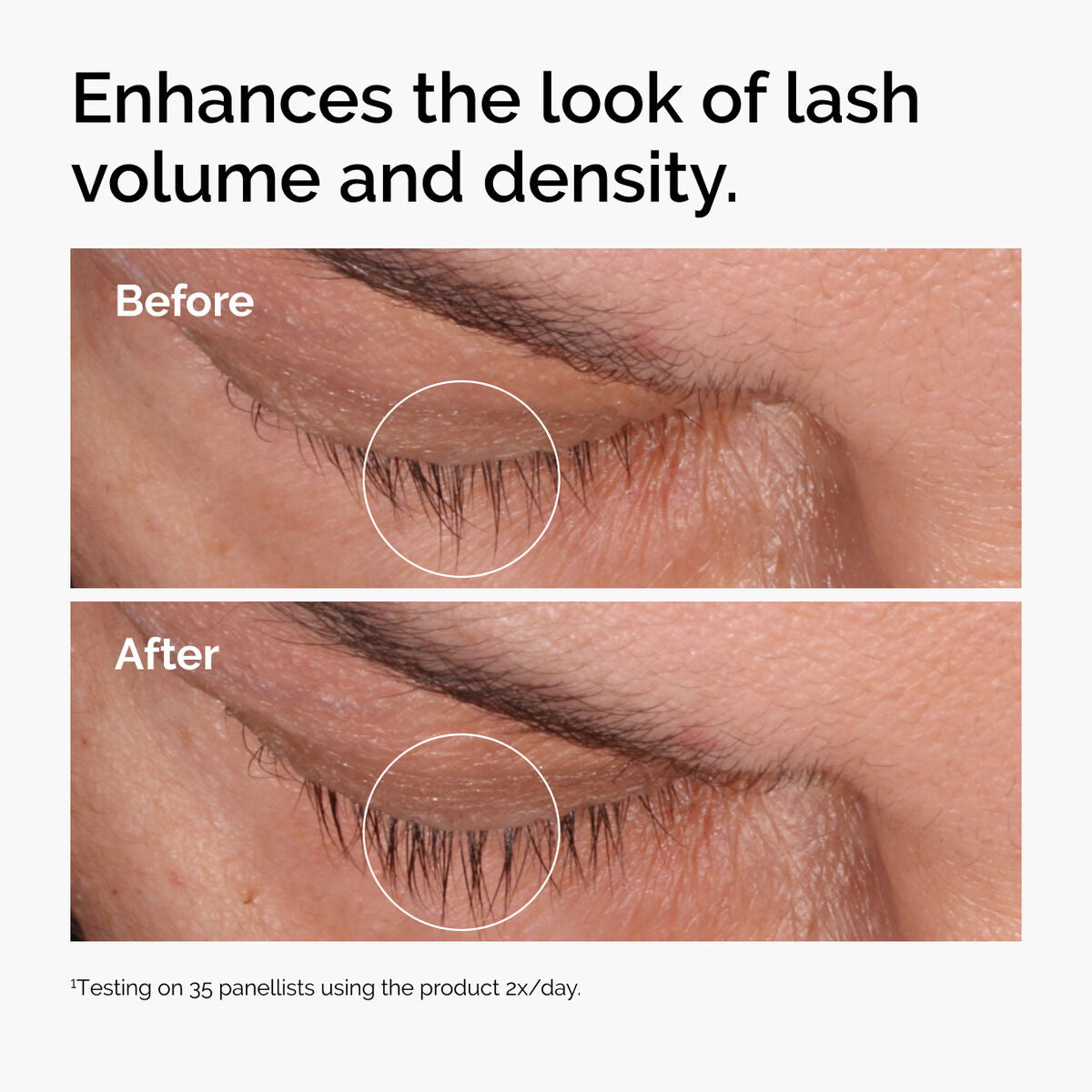 The Ordinary Multi-Peptide Lash and Brow Serum before and after lash density