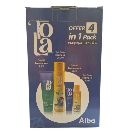 Tola Hair | Box 4X1 ( Baby Shampoo 250ml + Oil Replacement 150ml + Baby Shampoo 80ml + Oil Replacement 50ml )