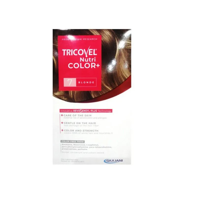 Tricovel | Nutri Color+ Strengthening Permanent Hair Coloring Kit Blonde 7 - ammonia free, perfume free, preservatives free