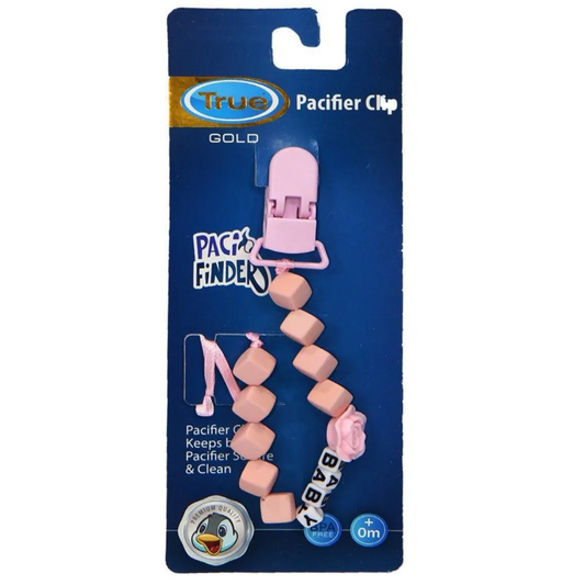True Gold | Pacifier Clip +0M Pink | 1 Pc